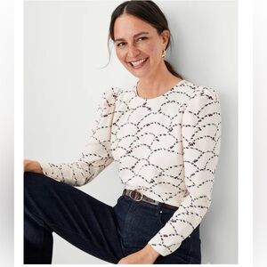 Ann Taylor Floral Puff Sleeve Blouse Size S NWT